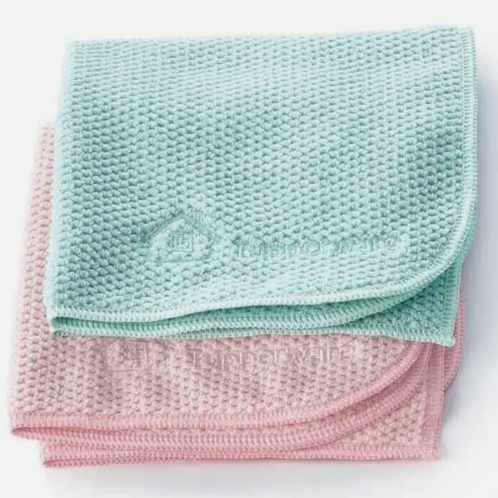 *2 Tupperware Multipurpose Microfiber Kitchen Cleaning Towels Pink & Light Green